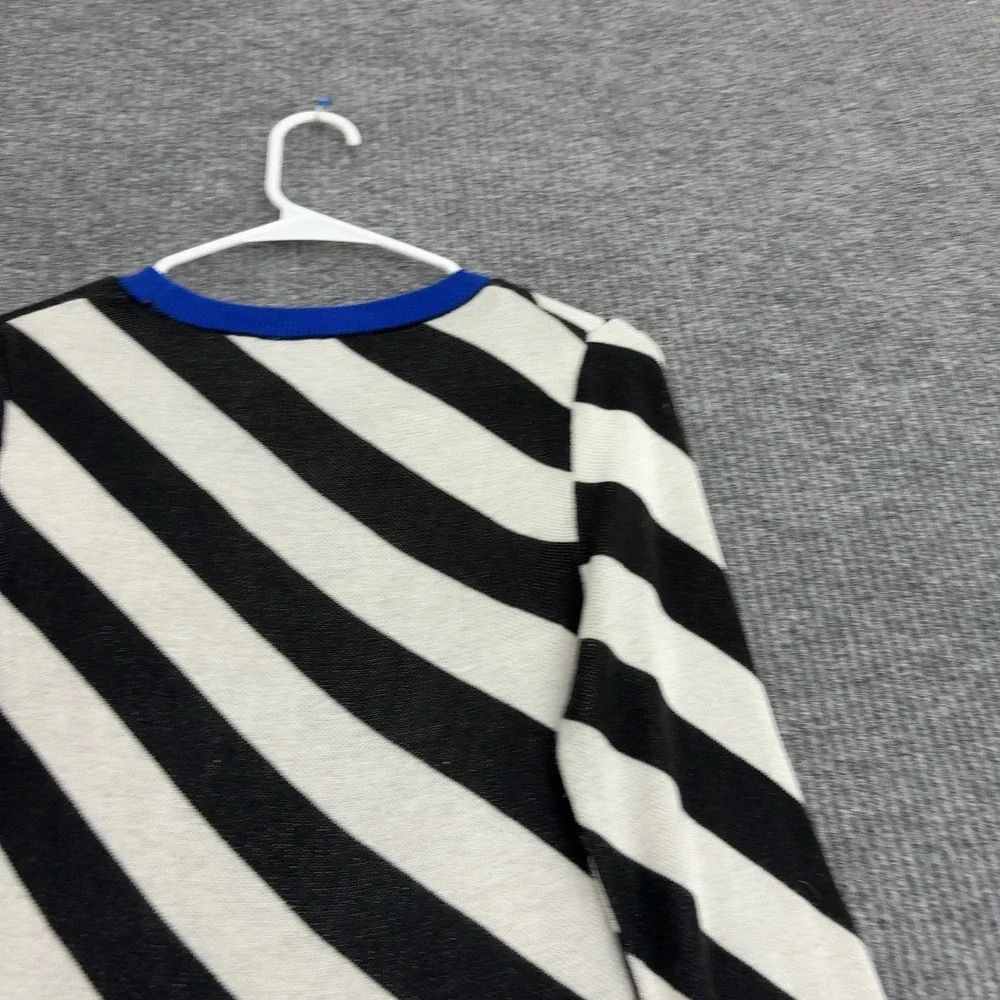 Maeve Anthropologie Sweater Womens S Black White Knit Diagonal Stripe Casual